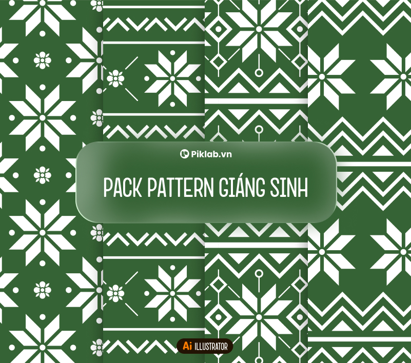 Noel Christmas Design Pattern Pack, Bộ 4 Pattern Hoa Văn Giáng Sinh Đẹp Cho Thiết Kế, Bông Tuyết